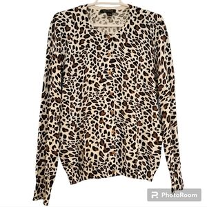 Ava Paige Leopard Print Cardigan Size Large